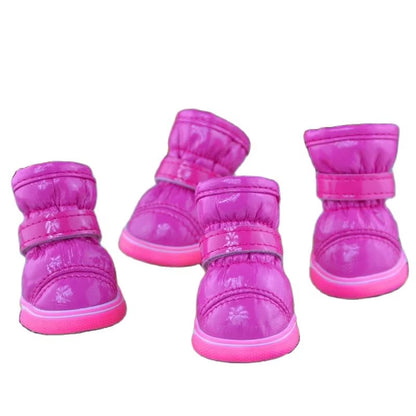 4 Pcs/Sets Winter Dog Shoes for Small Dogs Warm Fleece Puppy Pet Shoes Waterproof Dog Snow Boots Chihuahua Yorkie Teddy Shoes