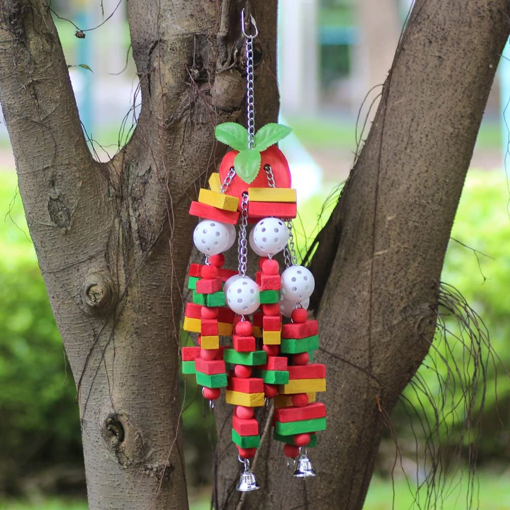 Bird Chewing Toy Large Medium Parrot Cage Bite Toys African Grey Macaws Cockatoos Eclectus Amazon (Apple-22Inch)